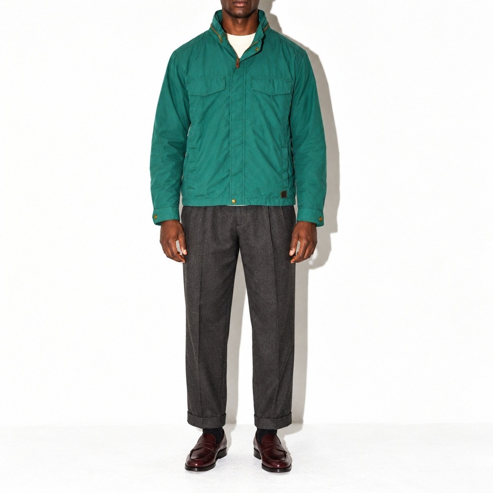 I. Spiewak & Sons Field Jacket Mens L Teal Green Hooded Cotton Utility Hiking